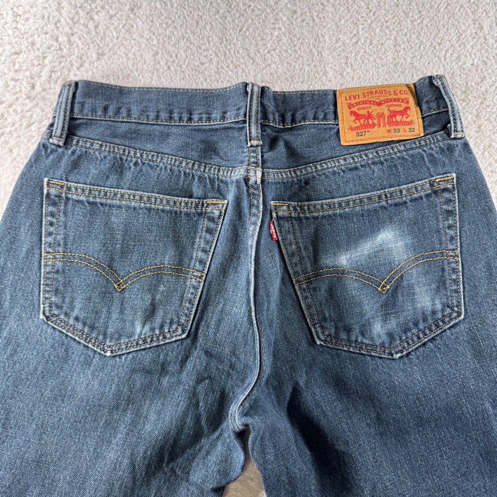 Levis 527 Jeans Mens 33x32 Blue Modern Bootcut Denim Medium Wash Pants Used - Picture 2 of 10